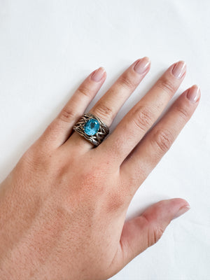 Vintage Sterling Silver Blue Stone Ring