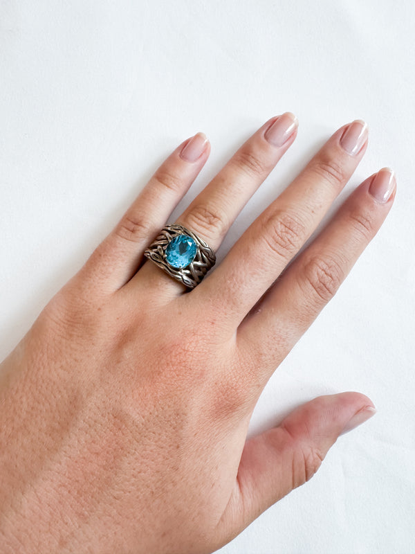 Vintage Sterling Silver Blue Stone Ring