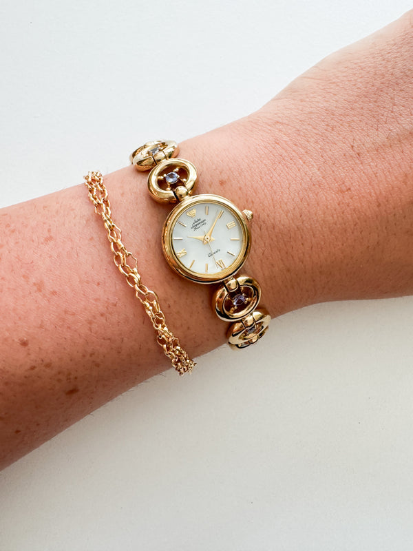 Vintage Jules Jurgenson Gold & Amethyst Watch
