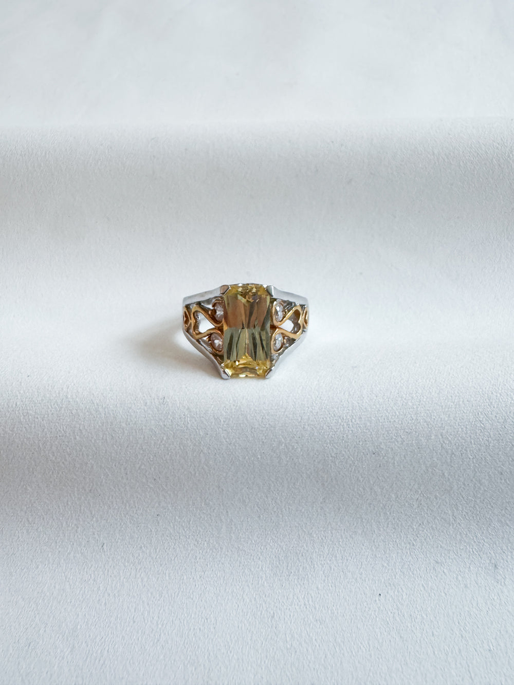 Vintage Yellow Gemstone Heart Ring