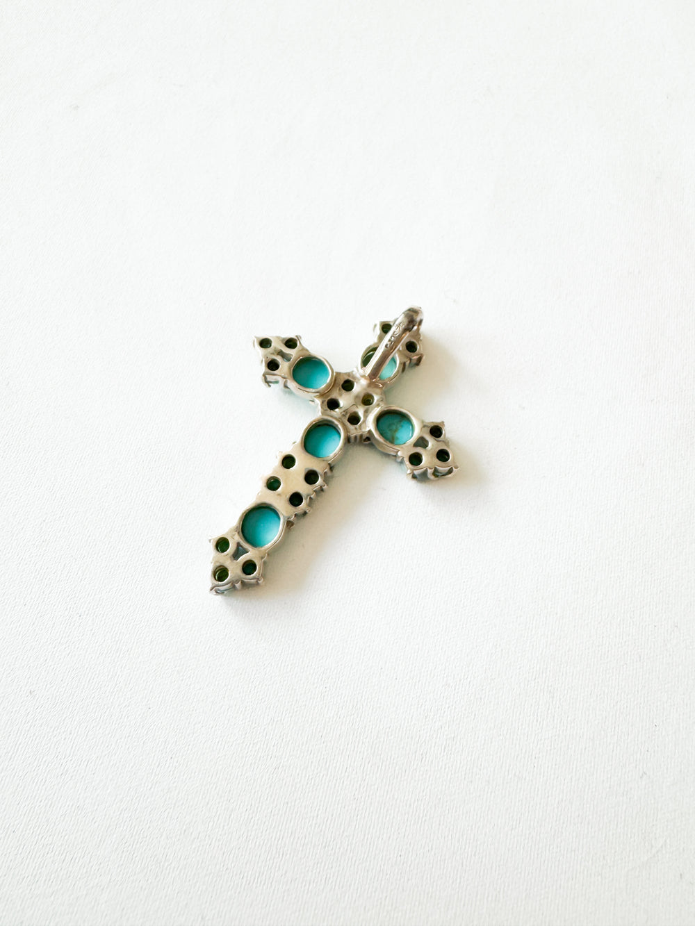 Vintage Sterling Silver & Turquoise Cross