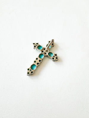 Vintage Sterling Silver & Turquoise Cross