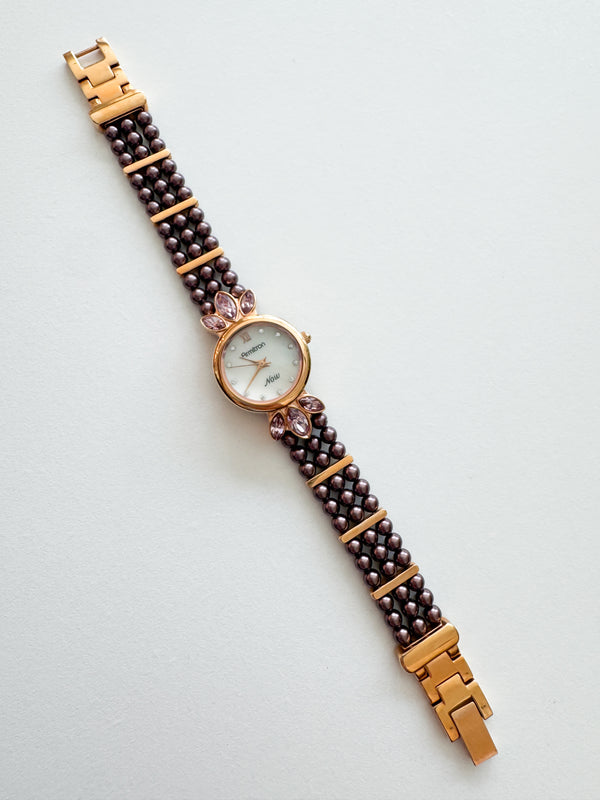 Vintage Armitron Gold & Beaded Purple Women’s Watch