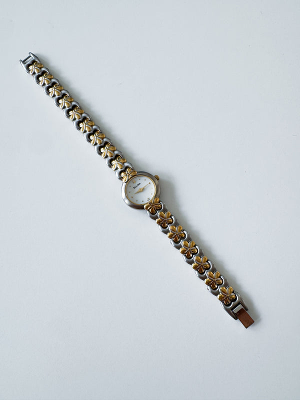 Bulova Two Tone Flower Watch
