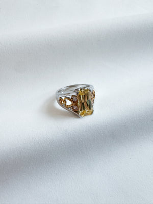Vintage Yellow Gemstone Heart Ring