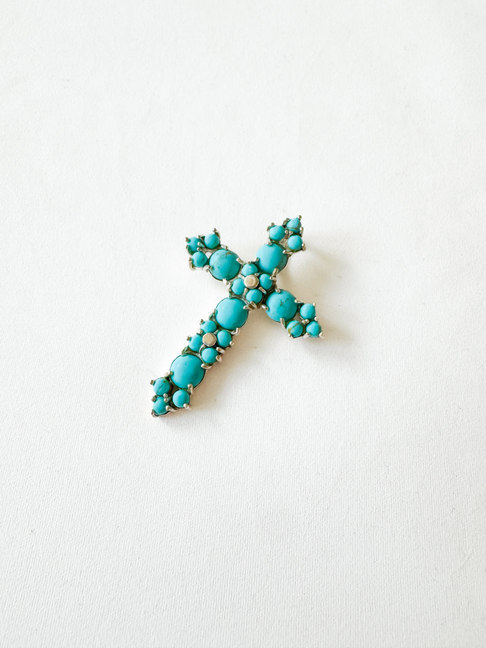 Vintage Sterling Silver & Turquoise Cross