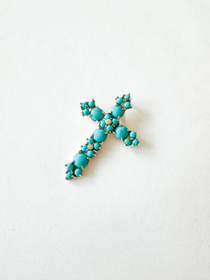 Vintage Sterling Silver & Turquoise Cross