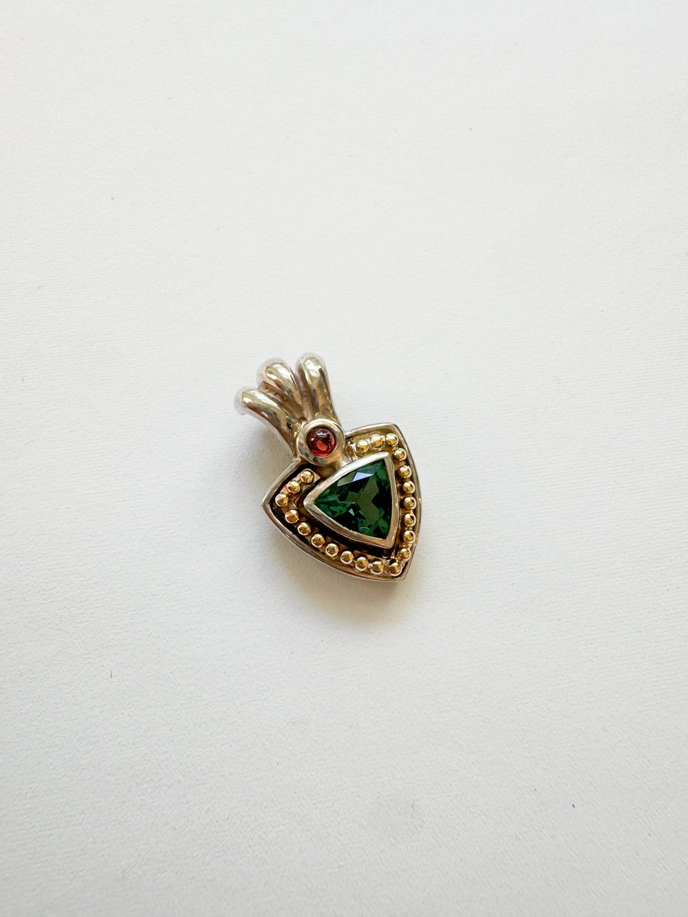 Vintage 14k Gold and Sterling Silver Gemstone Charm
