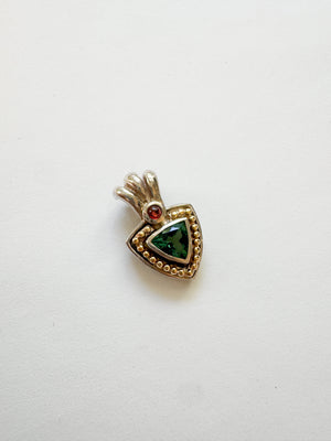 Vintage 14k Gold and Sterling Silver Gemstone Charm