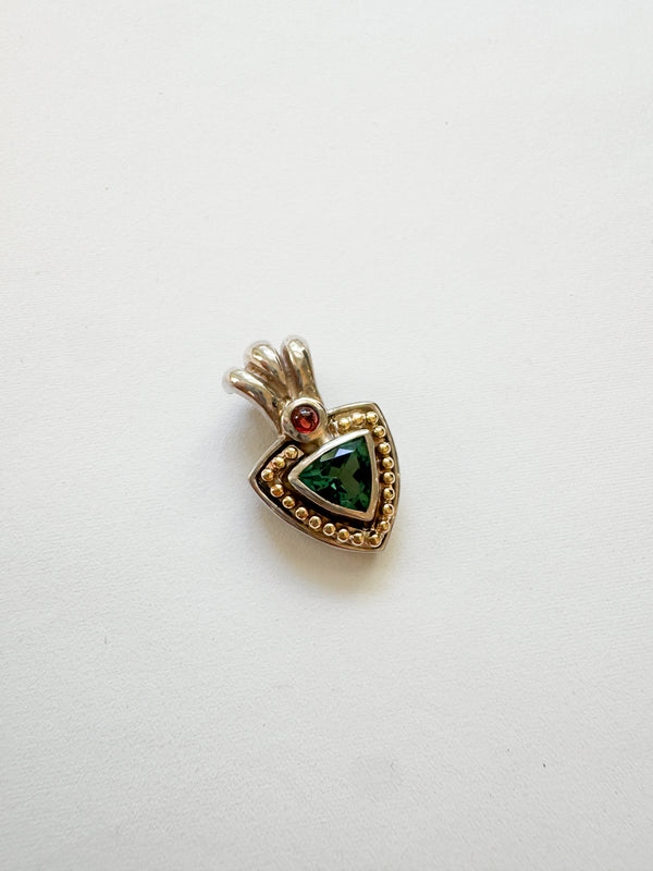 Vintage 14k Gold and Sterling Silver Gemstone Charm