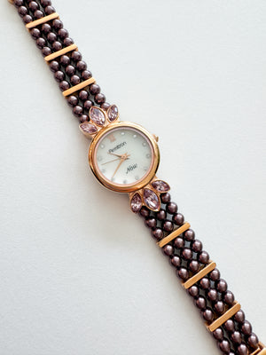 Vintage Armitron Gold & Beaded Purple Women’s Watch