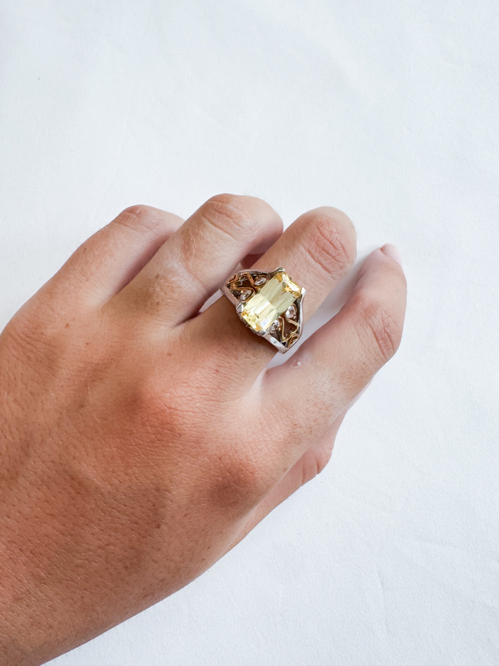 Vintage Yellow Gemstone Heart Ring