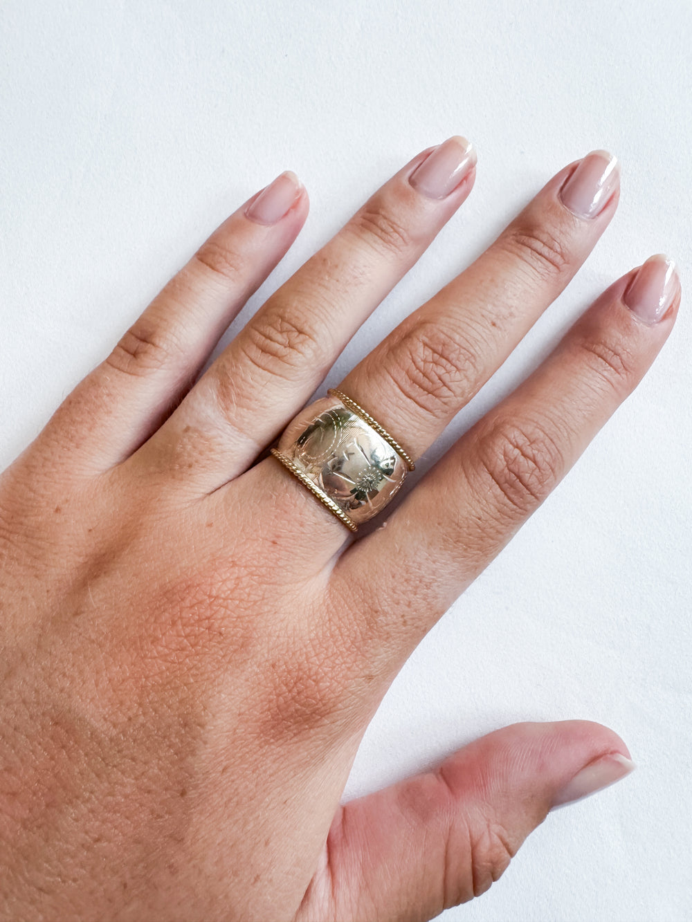 Vintage Sterling Silver Dome Cigar Ring V2