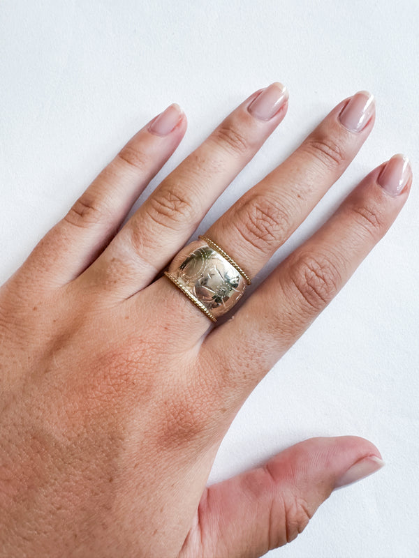 Vintage Sterling Silver Dome Cigar Ring V2