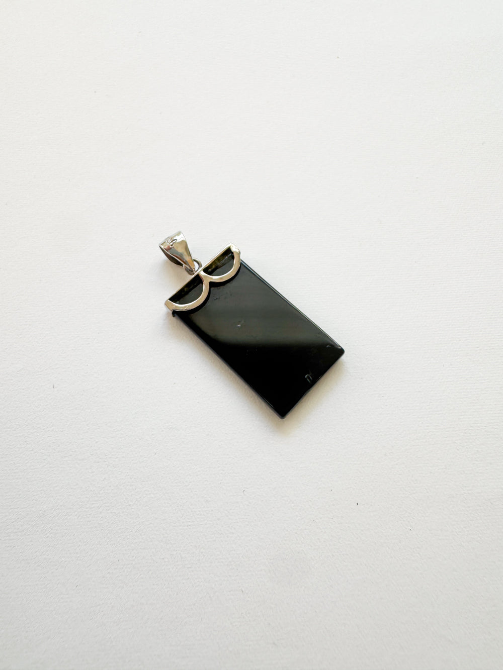 Vintage Sterling Silver Black Glass Charm