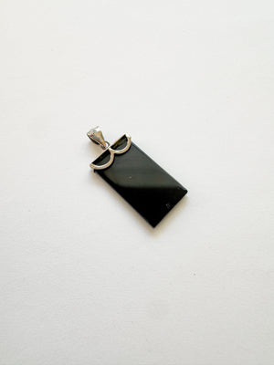 Vintage Sterling Silver Black Glass Charm