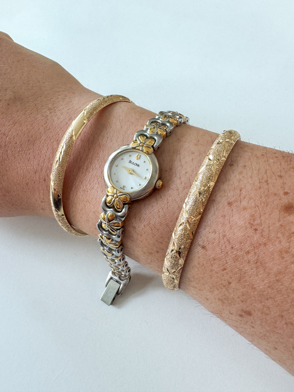 Bulova Two Tone Flower Watch