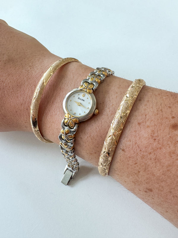 Bulova Two Tone Flower Watch