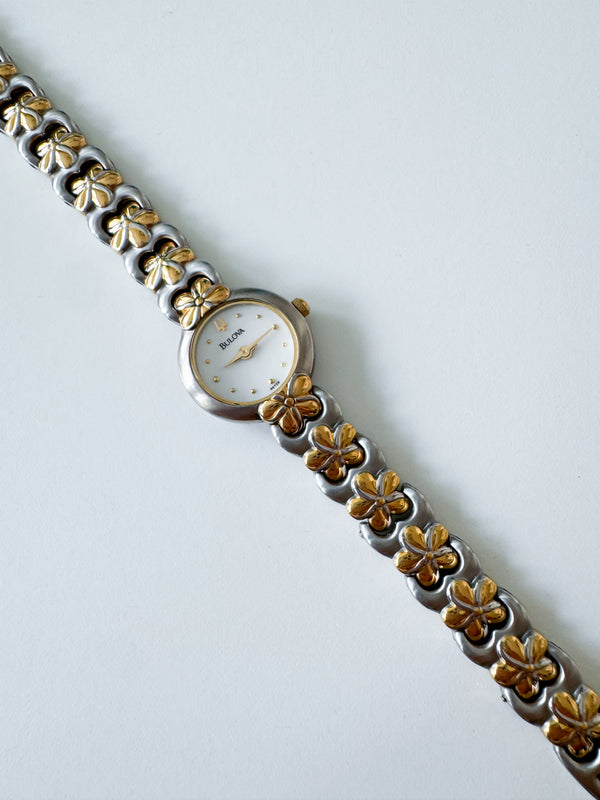 Bulova Two Tone Flower Watch