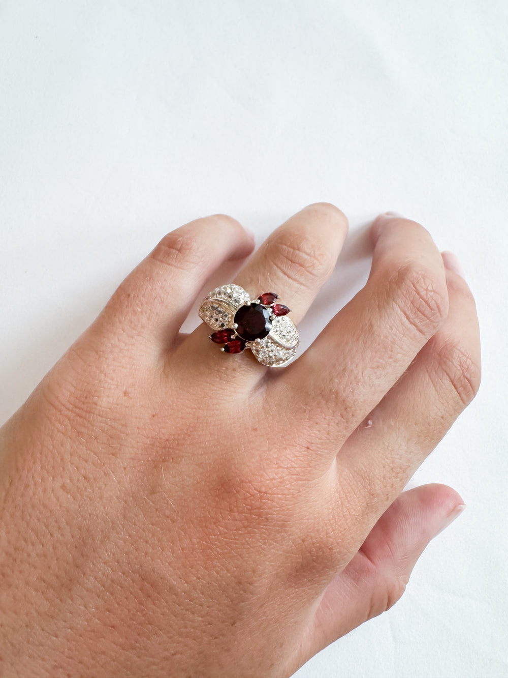 Vintage Sterling Silver Garnet Ring