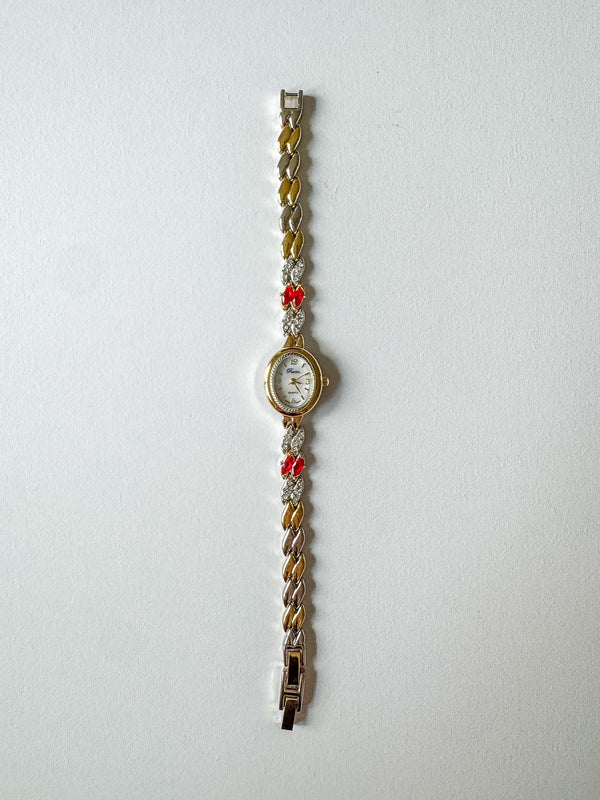 Vintage Roytalton Red Rhinestone Watch