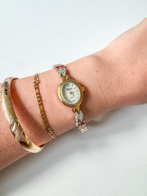 Vintage Roytalton Red Rhinestone Watch