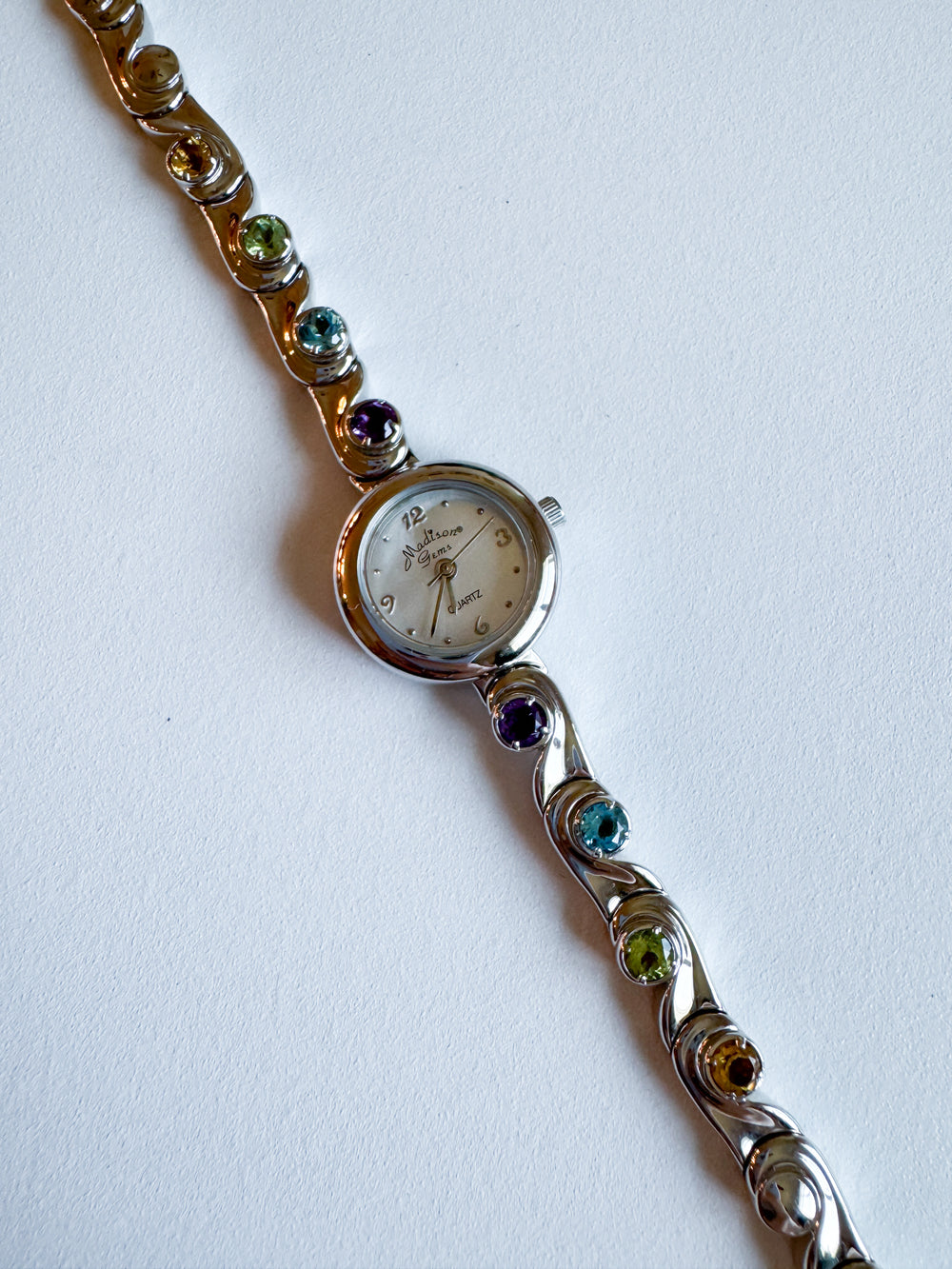 Vintage Madison Gems Multi-Gemstone Silver Watch