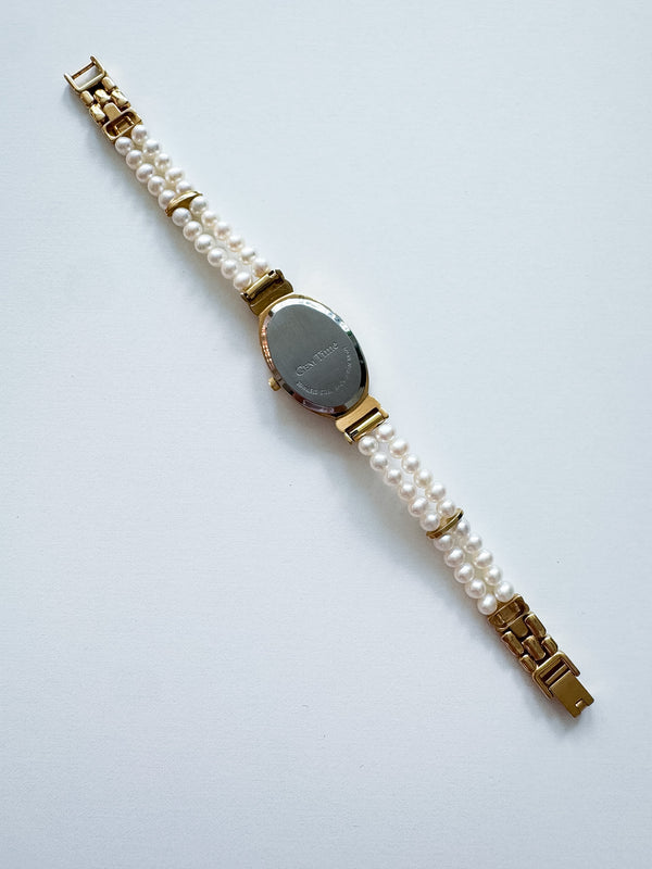 Vintage Gemtime Sapphire & Pearl Gold Watch
