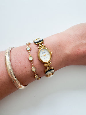 Vintage Black & Pearl Cameo Womens Watch