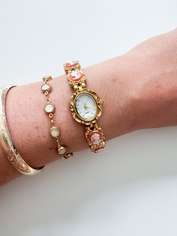 Vintage Gold Cameo Womens Watch