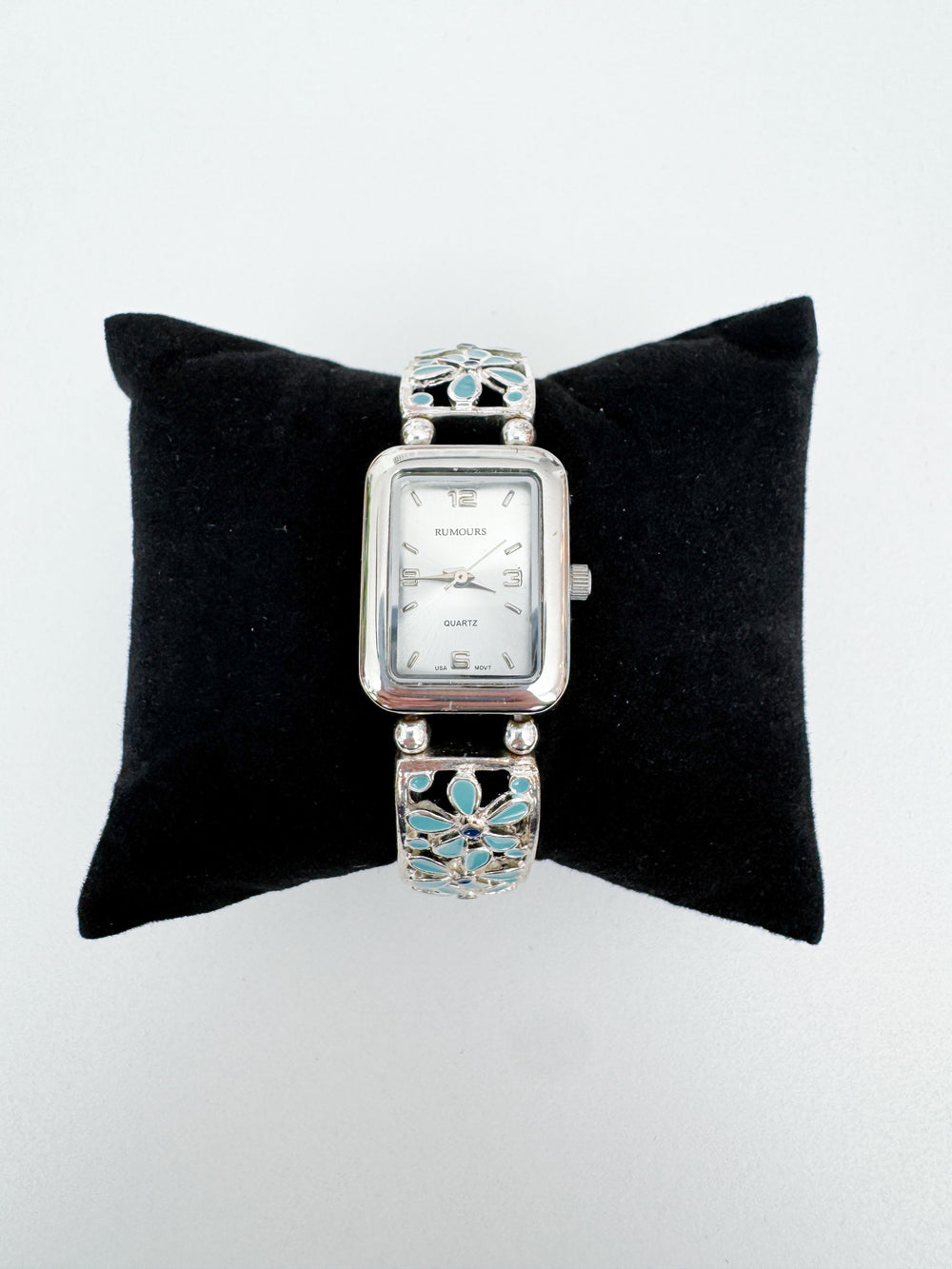 2000's Silver & Turquoise Enamel Stretch Watch