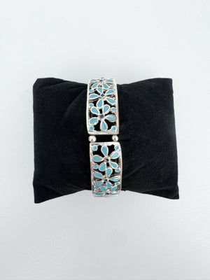 2000's Silver & Turquoise Enamel Stretch Watch