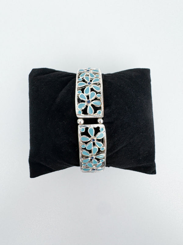 2000's Silver & Turquoise Enamel Stretch Watch